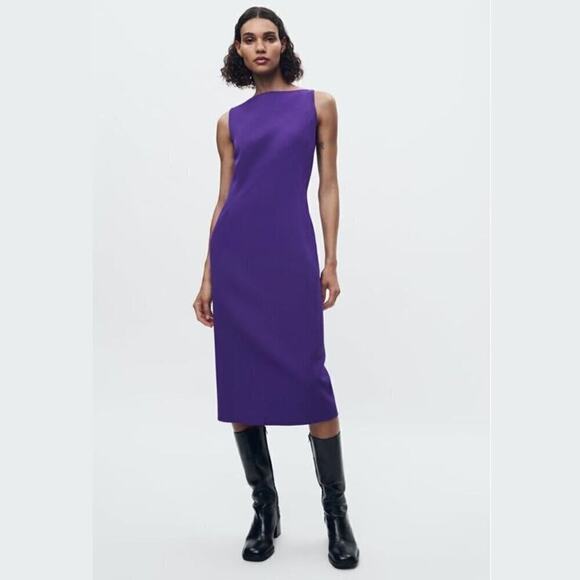 ZARA Purple Sleeveless Sculpting Midi Dress 💜✨ | Size L | NWT | RARE - Picture 12 of 15